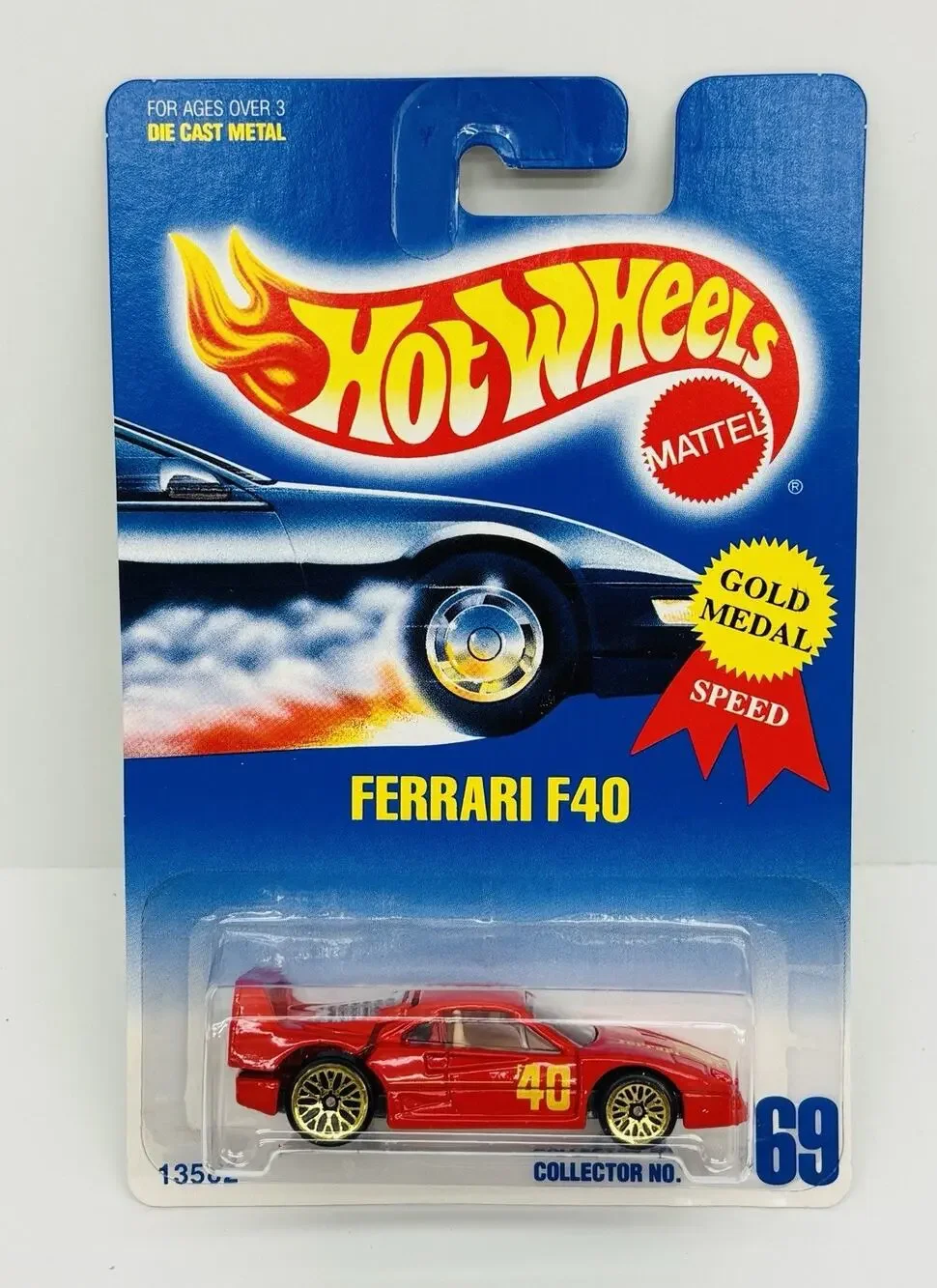 Hot Wheels Ferrari F40 1991 Red & Gold Medal Speed 13582 New w/ Protector Case